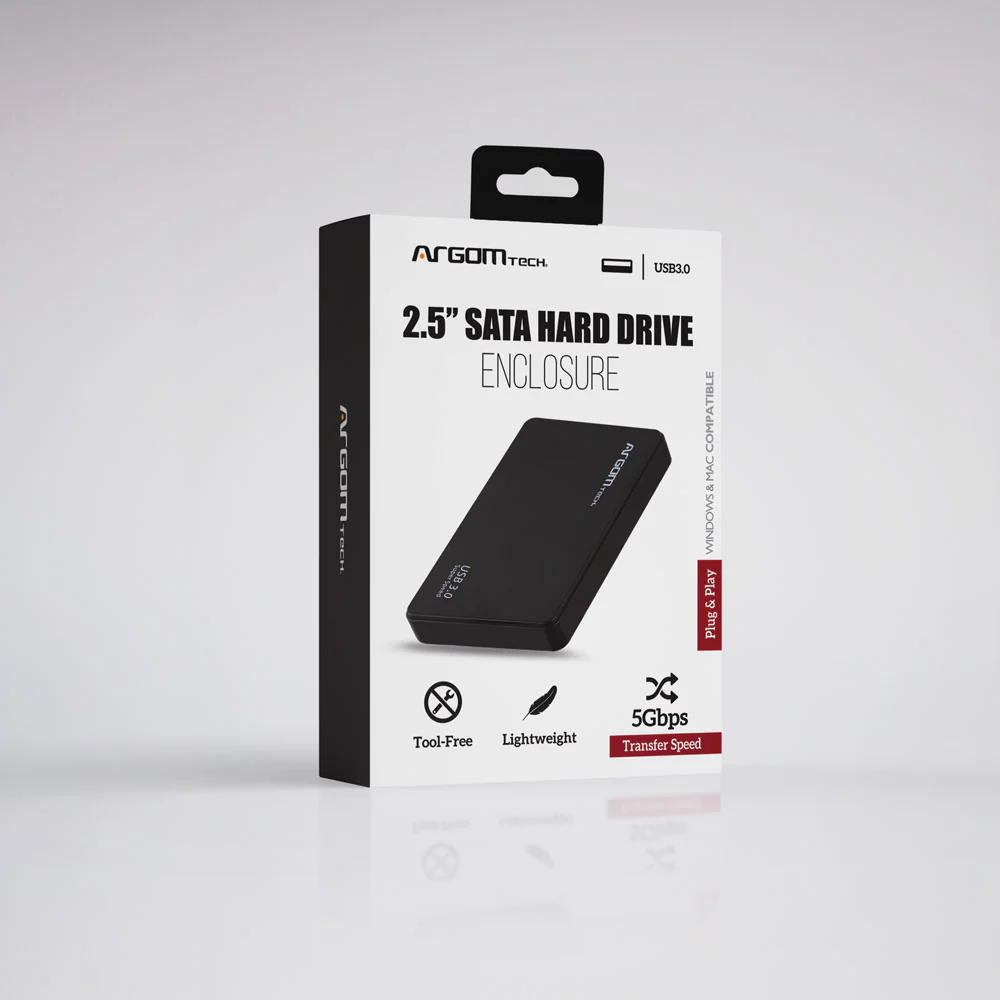 Argom Hard Drive Enclosure 2.5 SATA 3.0 Tool-Free 