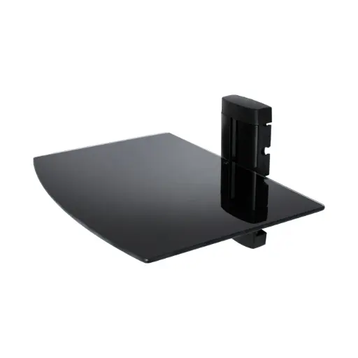 [TM8021BK] Unno Single Glass Shelf A/V Wall Stand